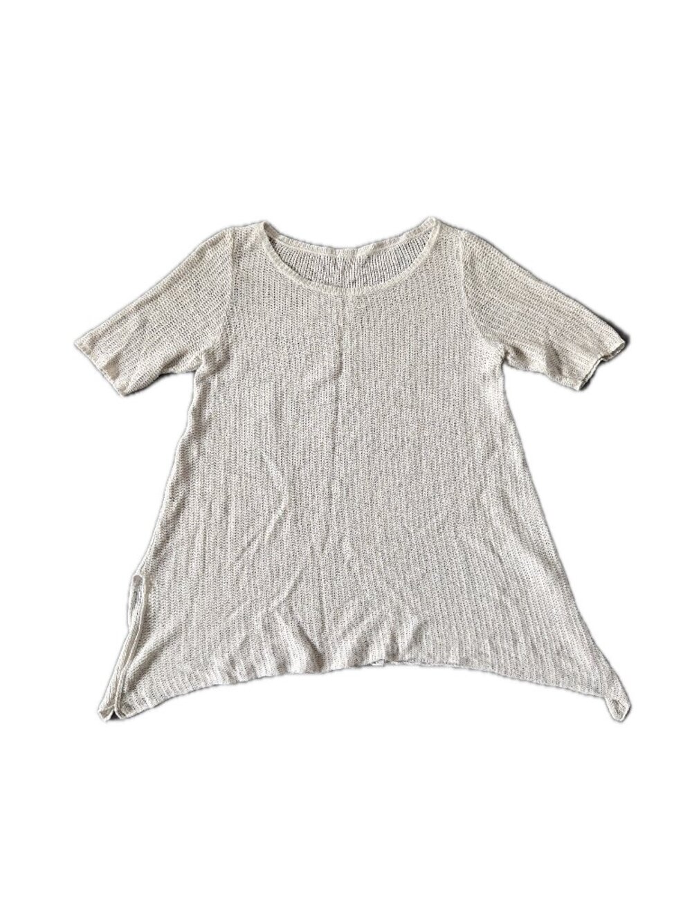 Boat neck, cotton-linen blend crochet top